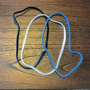 $2 Add-On Set of 3 Elastic Hairbands Blue Black White Hairstyling Accessories